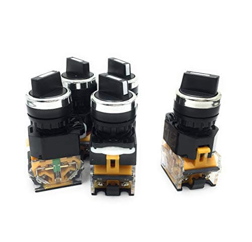 WEIJ LA38-203 AC 440V 10A 2 Position ON/Off Rotary Selector Switch Orange 5 Pcs