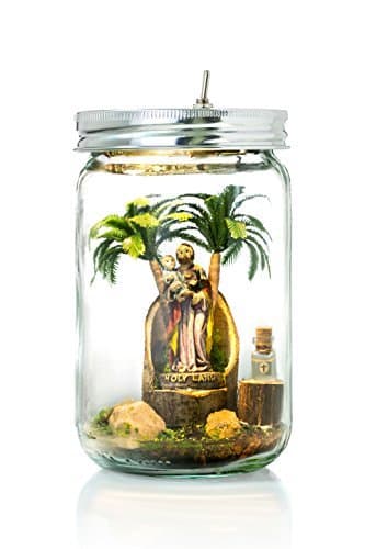 Marmelada St Joseph Scene In a Jar Christian Figurines Nightlight Baby Nursery Kids Room Décor Lamp