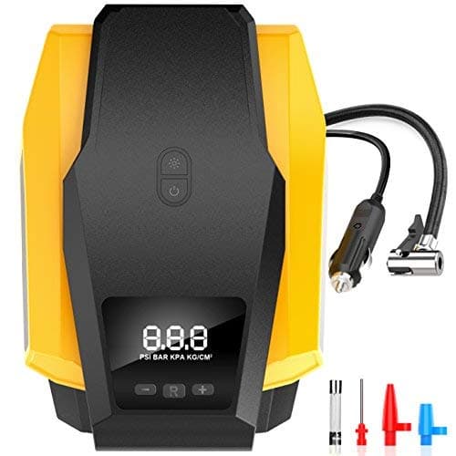 Portable Air Compressor Auto Shut-off Digital Tire Inflator Pump 12V 150PSI On-Board Car Pump with LED Light for Cars, Motorbikes, Bicycles, Basketballs & More