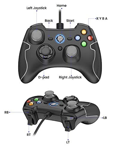 EasySMX Wired Gaming Controller, PC Game Controller Joystick with Dual-Vibration Turbo and Trigger Buttons for Windows/Steam/Android/ PS3/ TV Box