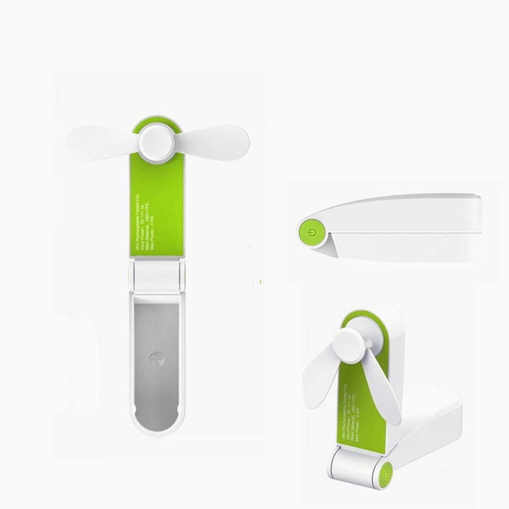 Mini Fan Personal Foldable Fan Handheld Fan Portable Pocket Fan,Little Travel Folding Fans for Home Office Outdoor Hiking Traveling, 2 Speeds Strong Wind (Green)