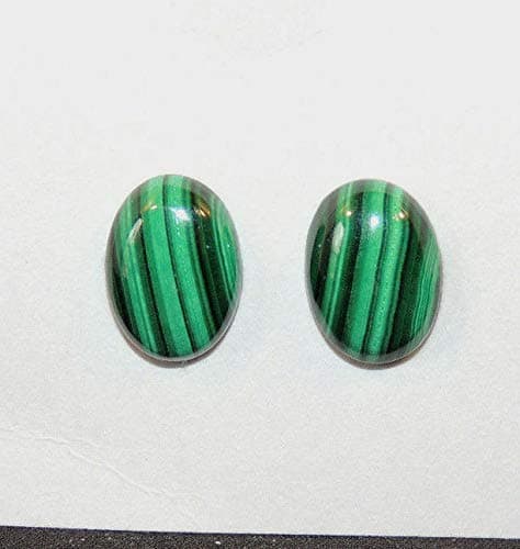 Malachite 14x10mm with 4.5mm Dome Cabochons Set of 2 DWK-6113