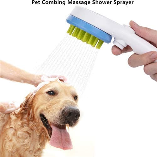 Esing Dog Shower Sprayer Head Attachment,Pet Combing Shower Sprayer,Water Sprinkler Massaging Brush for Dogs and Cats,Pet Grooming Bath Brush Bathing Tool