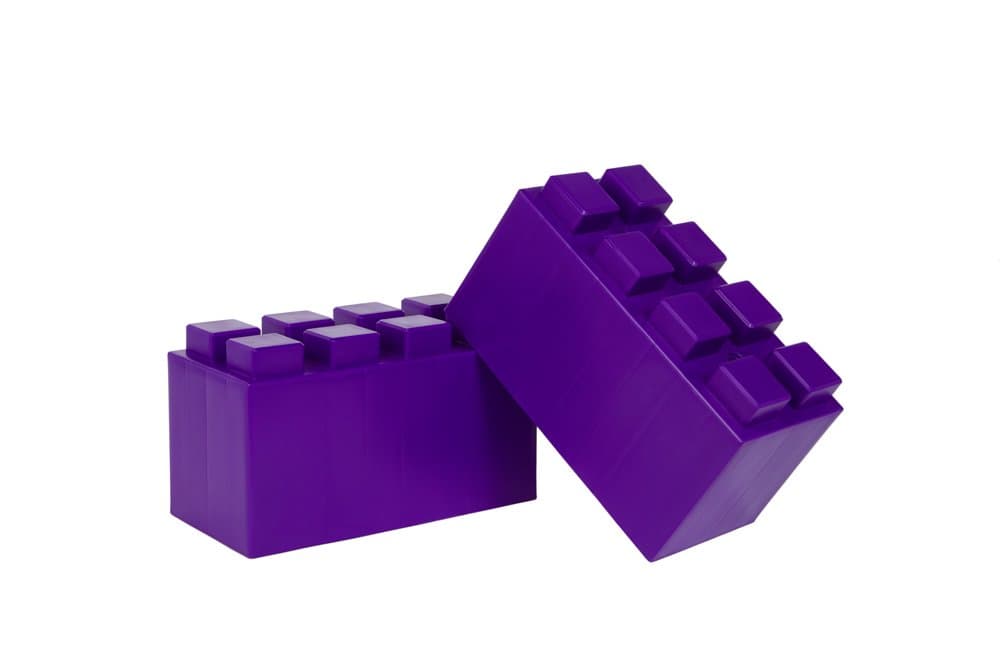 EverBlock Modular Building Blocks - 12" x 6" Full Size Building Block Bulk Pack - 18 Blocks - Purple