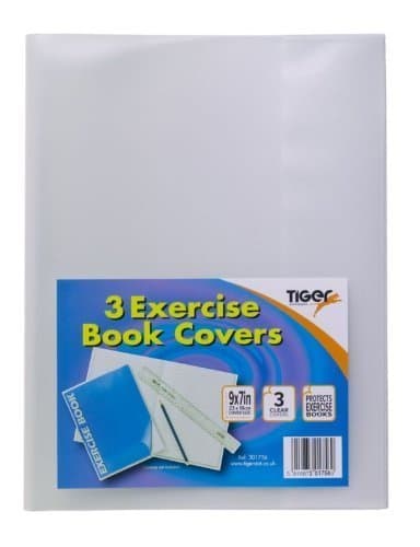 Tiger A4 Clear Strong Plastic Protective Exercise Book Slip On Cover Jackets X 3, Size: 306Mm x 210Mm by Tiger