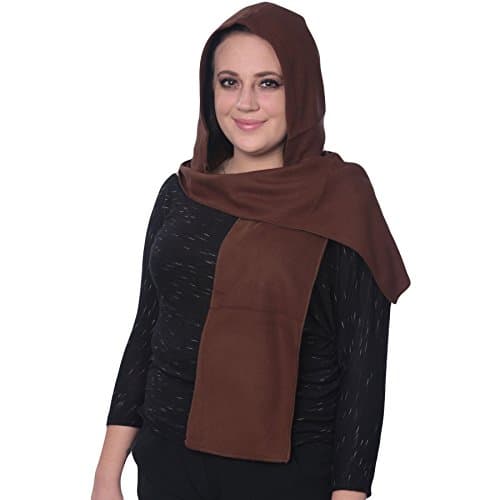 Fleece Hooded Scarf Warm & Comfortable One Size Fits Most 7 Colors 1 or 2 Pack