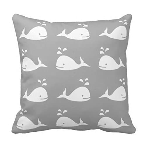Whale Nautical Throw Pillow Case In Gray And White