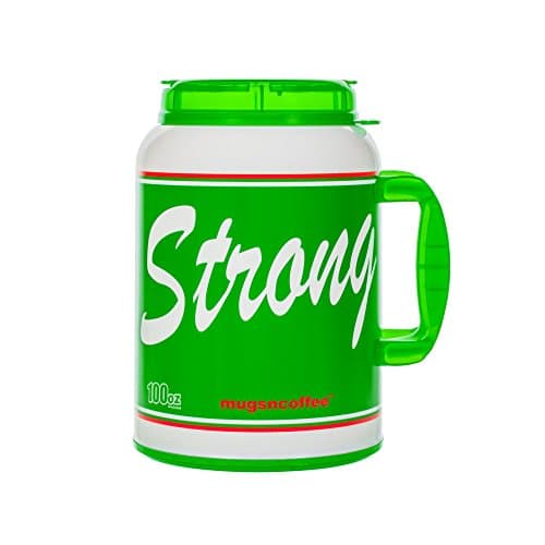 100 Oz Giant Insulated Mug with Straw - # USA Strong - Large Travel Mug (Green)