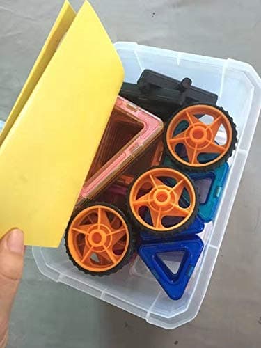 HiGoods Magnetic Building Blocks Set, Kids Magnetics Construction Block Toys with Wheel and Storage Box, Letters Included - Creative and Educational Toys for Kids / Toddlers - 76 pcs.