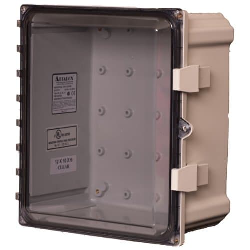 Attabox Heartland AH12106C Polycarbonate Enclosure with Hinged, Locking, Clear Cover, 12 x 10 x 6 Inches