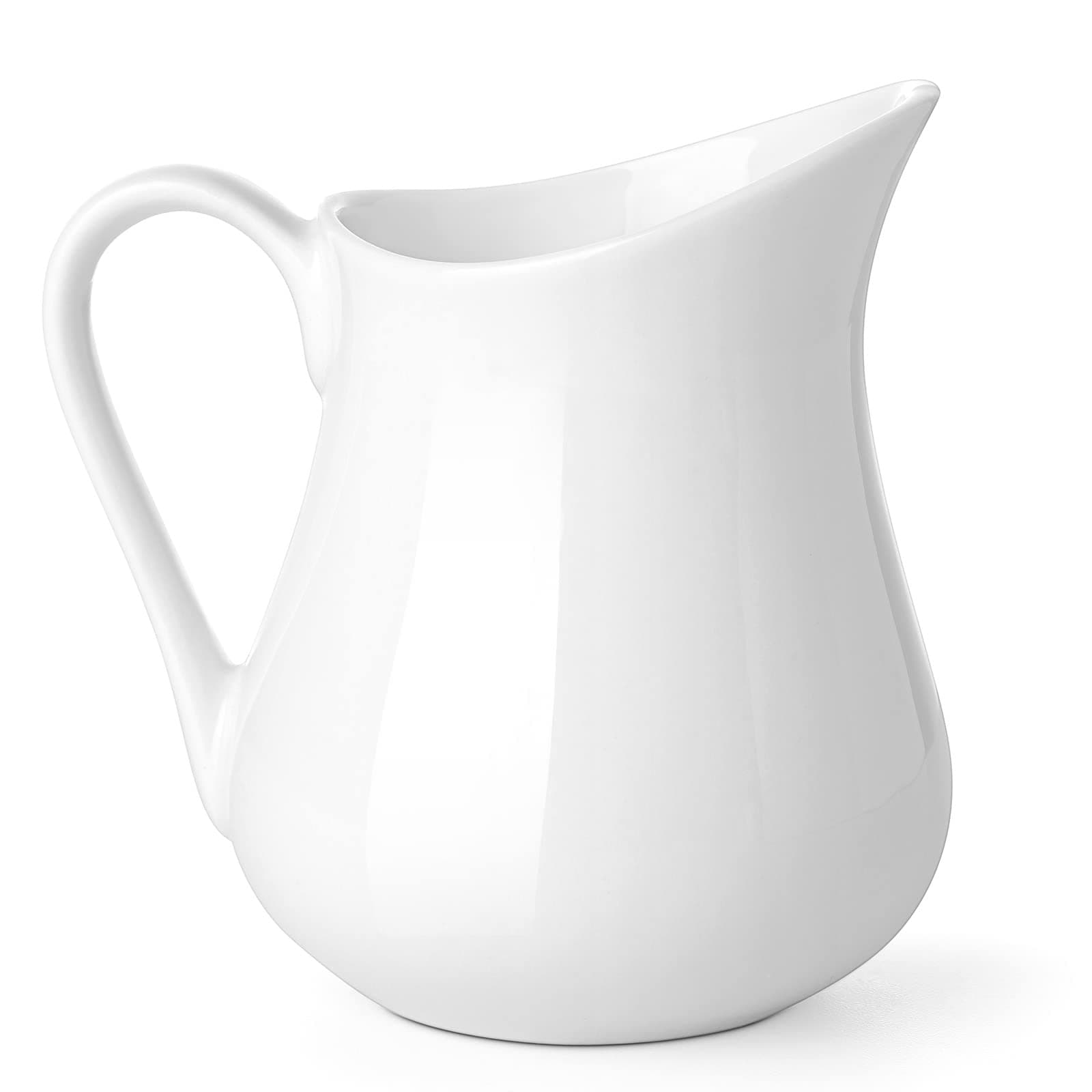 Gurygo 8-oz Creamer with Handle - Small Classic White Fine Porcelain Creamer Pitcher - Small Pitcher for Coffee Milk - Microwave & Freezer Safe