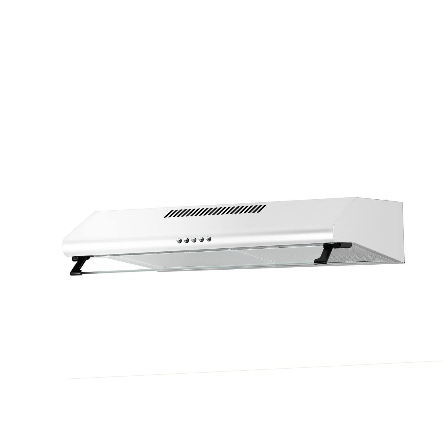 electriQ 60cm White Visor Hood with Glass Front - Top & Rear Venting - 5 Year Warranty