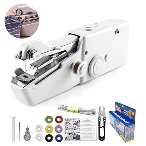 Handheld Sewing Machine Yibaision Portable Mini Electric Stitching Machine Fabric Curtains Cordless Craft Sewing Machine for Home Travel with Extra Bobbin, Needle and Threader 15 Pcs