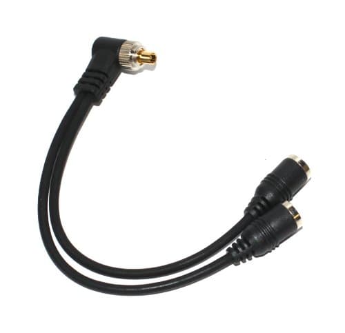Maxsimafoto - Flash PC Sync Splitter Cord Cable 1 PC Male to 2 PC Female Socket w/screw lock.