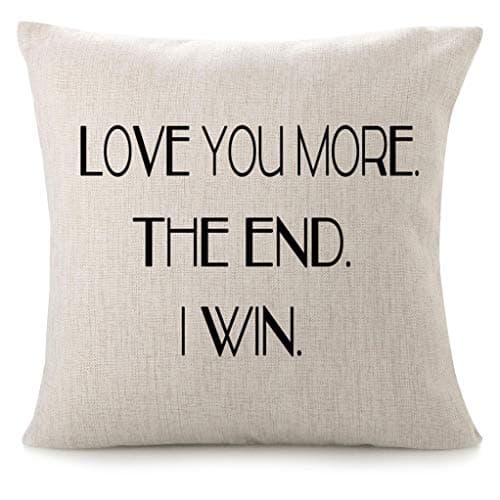 CHICCAT Cotton Linen Throw Pillow Case - Love You More Calligraphy Home Decor Wedding Gift Engagement Present Housewarming Gift Cushion Cover 18 X 18