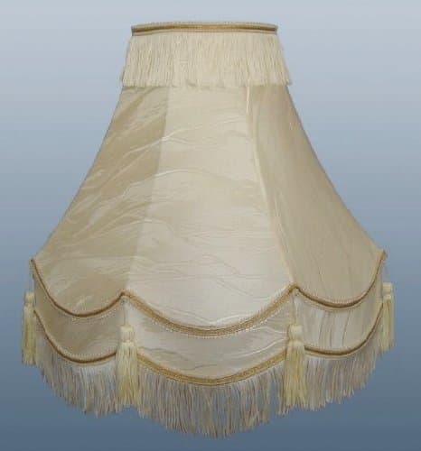 16" CREAM / IVORY ICEBERG DOUBLE SCALLOP TASSEL LAMPSHADE