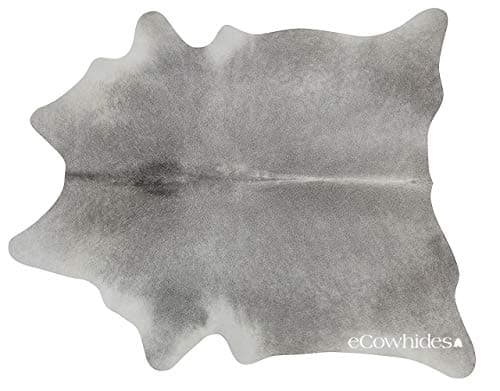 ecowhides Grey Brazilian Cowhide Area Rug, Cowskin Leather Hide for Home Living Room (X-Large) 7 x 6 ft