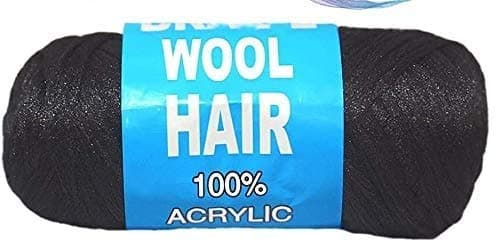 Brazilian Wool hair: Faux Locks, Braids, Twists, Knitting Brazil Wool. Yarn (Black)