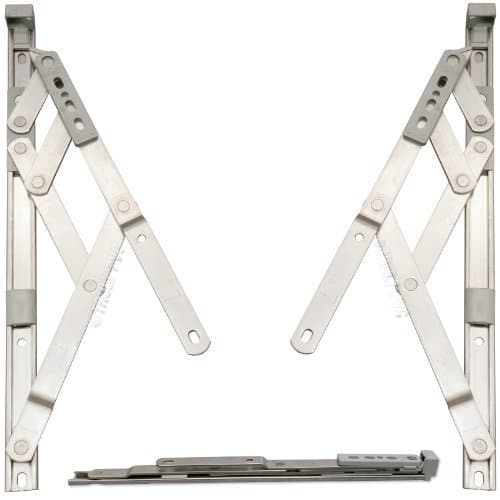 Pair of 17mm x 16 inch Side Hung Window Stays / Friction Hinges - Designed to stay open in any position due to friction, for uPVC or Aluminium profiled windows (412mm). by Truly PVC Supplies