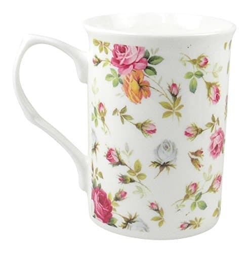 Royal Victorian Rose Basket Chintz White Fine Bone China Mug