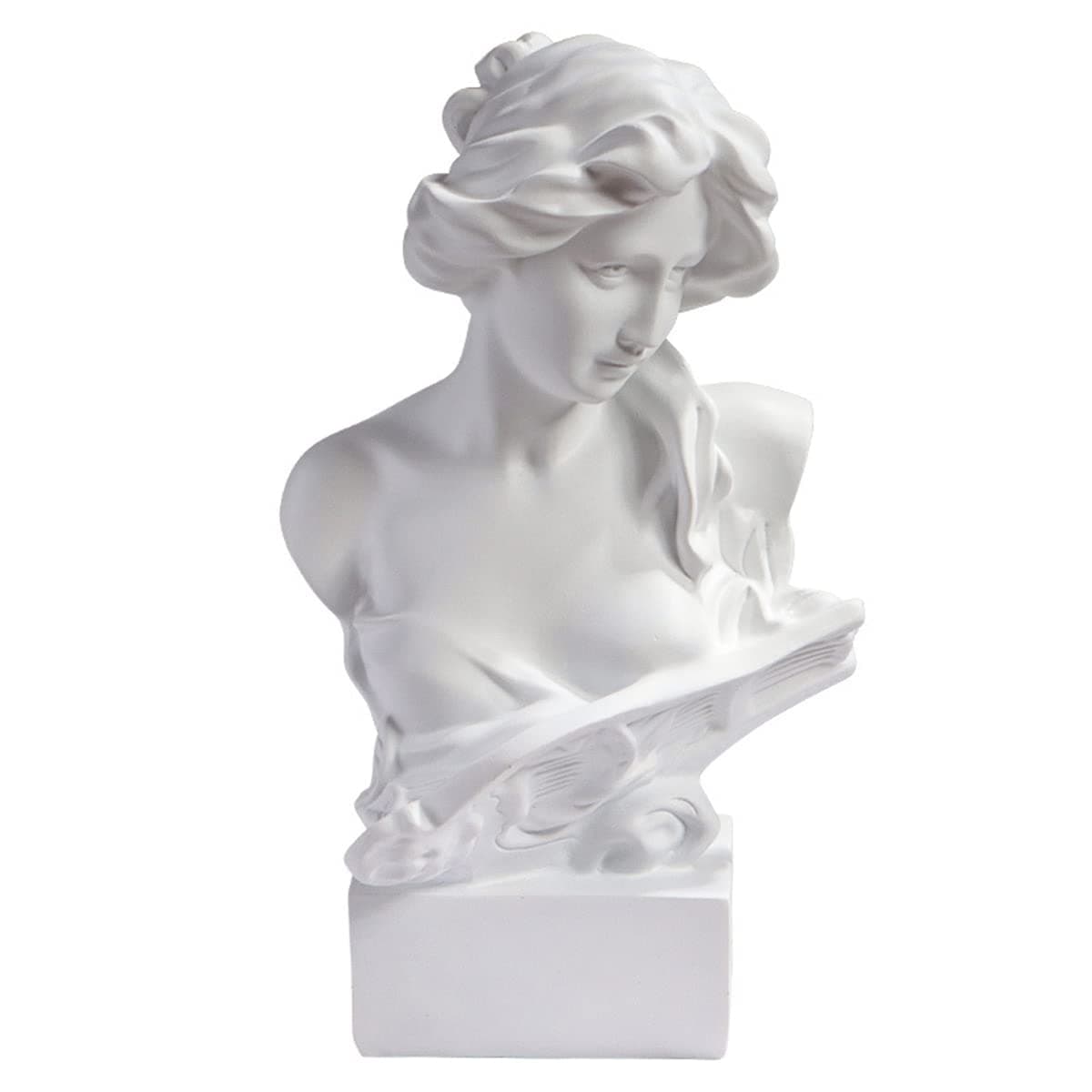 Yahu Lando Greek Statue of Musical Goddess,Head Bust Statue for Roman Home Decor,Coffee Table Decor White,Greek Mythology Decorfor Bedroom/Living Room/Office 6"