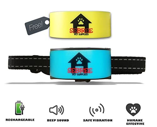 Sebree Pet Supplies {New 2018 Anti-Error CHIP} Ultimate NO BARK, NO Shock Dog Training Collar Humane & Cruelty Free Rechargeable Adjustable Automatic Sound & Vibration for All Dogs