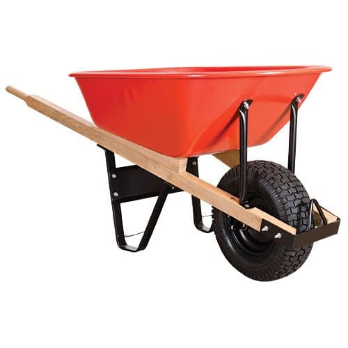 A.M. Leonard Steel Tray Wheelbarrow with Pneumatic Tire - 6 Cubic Feet, Red