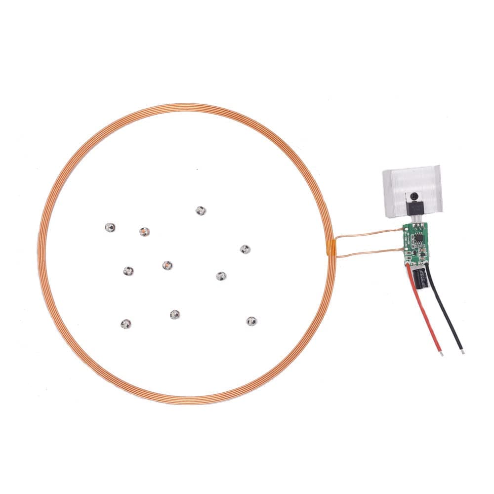 Taidacent 24V 200mm One to Many Long Distance Wireless Inductive Coil Wireless LEDs Induction Wireless Charging Module Wireless Power Supply(1 Transmitter Coil and 10 Mixed Wireless LEDs)
