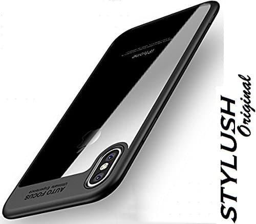 STYLUSH Vivo V9 Clear Back Lens Protector Case Cover for Slim Thin Crystal Clear Soft Hybrid Auto Focus Bumper Back Case Cover Black (Black)