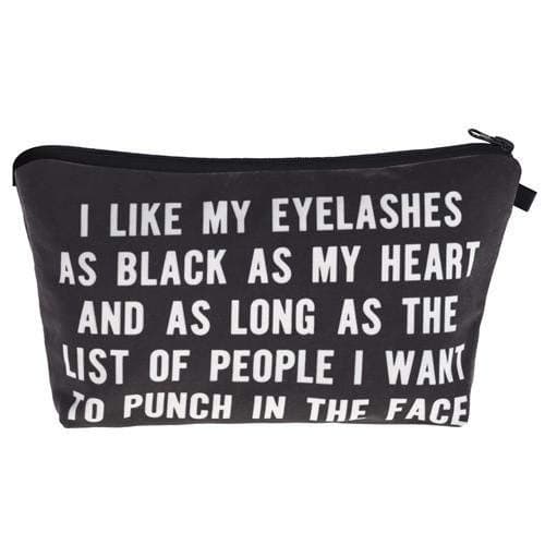 I Like My Eyelashes As Black As My Heart - Funny Mascara Makeup Bag With Saying For Women Cosmetics Toiletry and Travel Cute Eyelash Gifts
