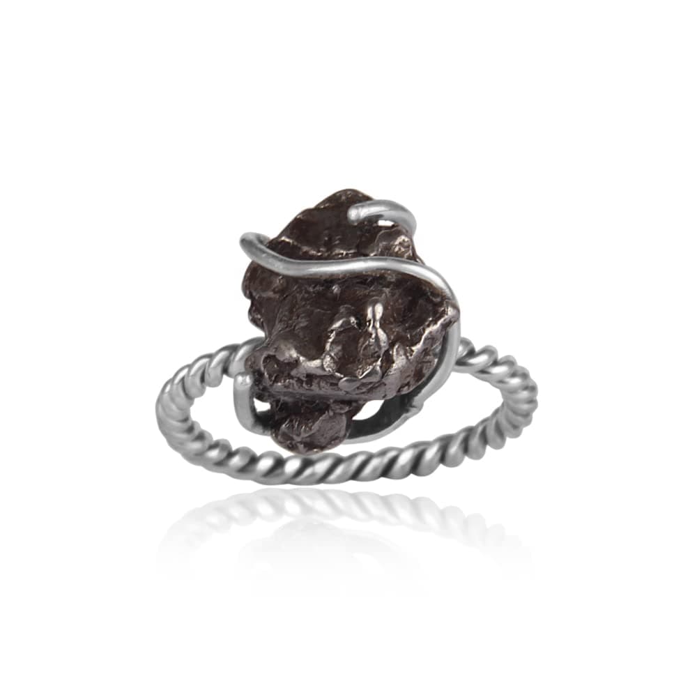 Authentic Raw Meteorite Ring Tektite Ring Meteorite Silver Engagement Ring Meteorite 925 Silver Handmade Ring Rough Stone Ring For Men (5.5)