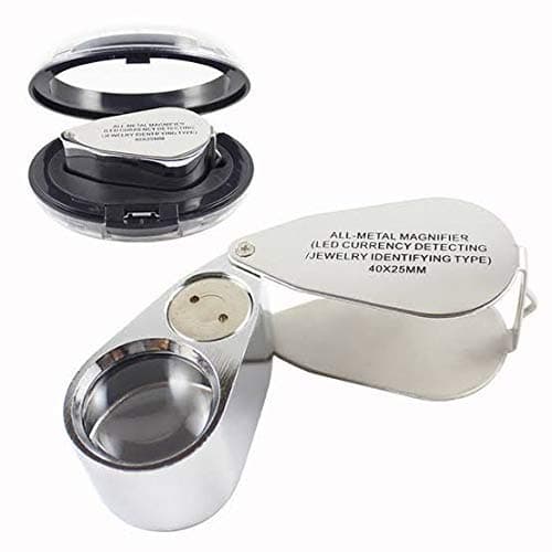 Rangwell Package (40X x 25 mm) Metal Jeweller LED Microscope/Foldable Lens All Metal Magnifier JewelerLoupe Magnifier with Metal Construction and Optical Glass Jeweler's Lens Eye Loupe