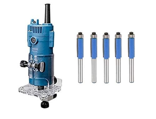 DONGCHENG DMP02-6 350W Trimmer, 6 mm with 5 Flush Trim Bits