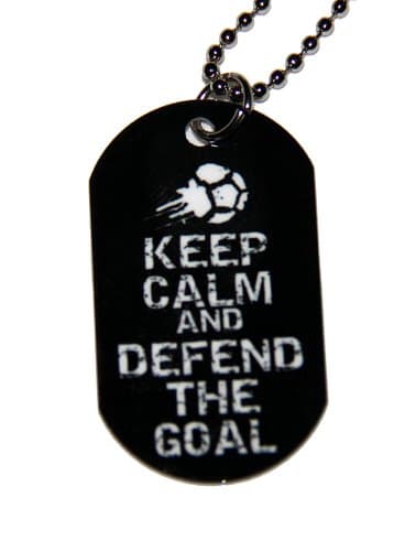 Keep Calm and Defend the Goal Soccer Dog Tag
