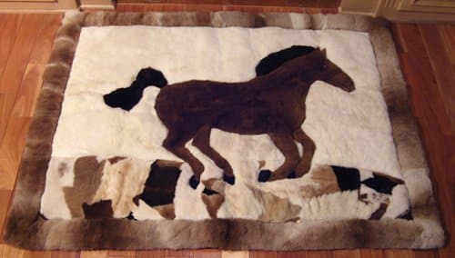 SoftRugs Running Horse Design 4-Feet by 5-Feet 4-Inch Alpaca Rug