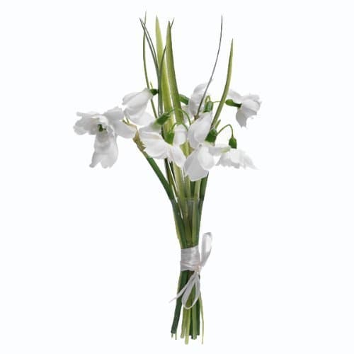 FloristryWarehouse Artificial silk snowdrops posy 5 stems with satin ribbon 23cm (9 inch)