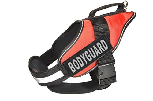 Dogline Alpha Nylon Service Vest Harness with Bodyguard Velcro Patches, Large, Red