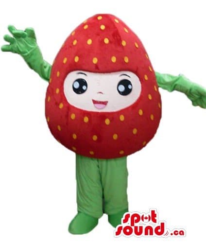 SPOTSOUND Red Strawberry in Green Dress Fruit Mascot US Costume Fancy Dress