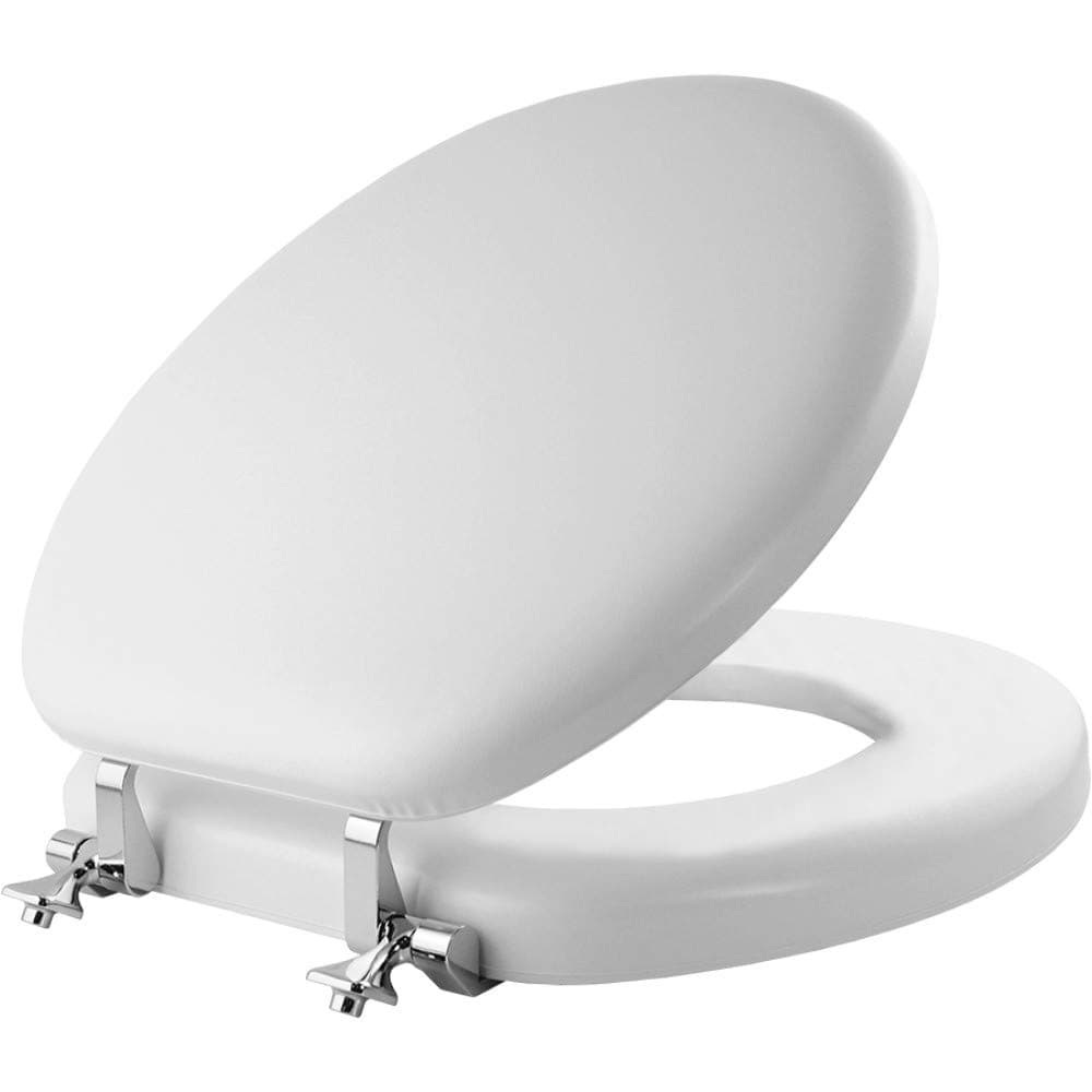 Mayfair 815CP 000 Soft Toilet Seat with Premium Chrome Hinges that will Never Loosen, ROUND, White