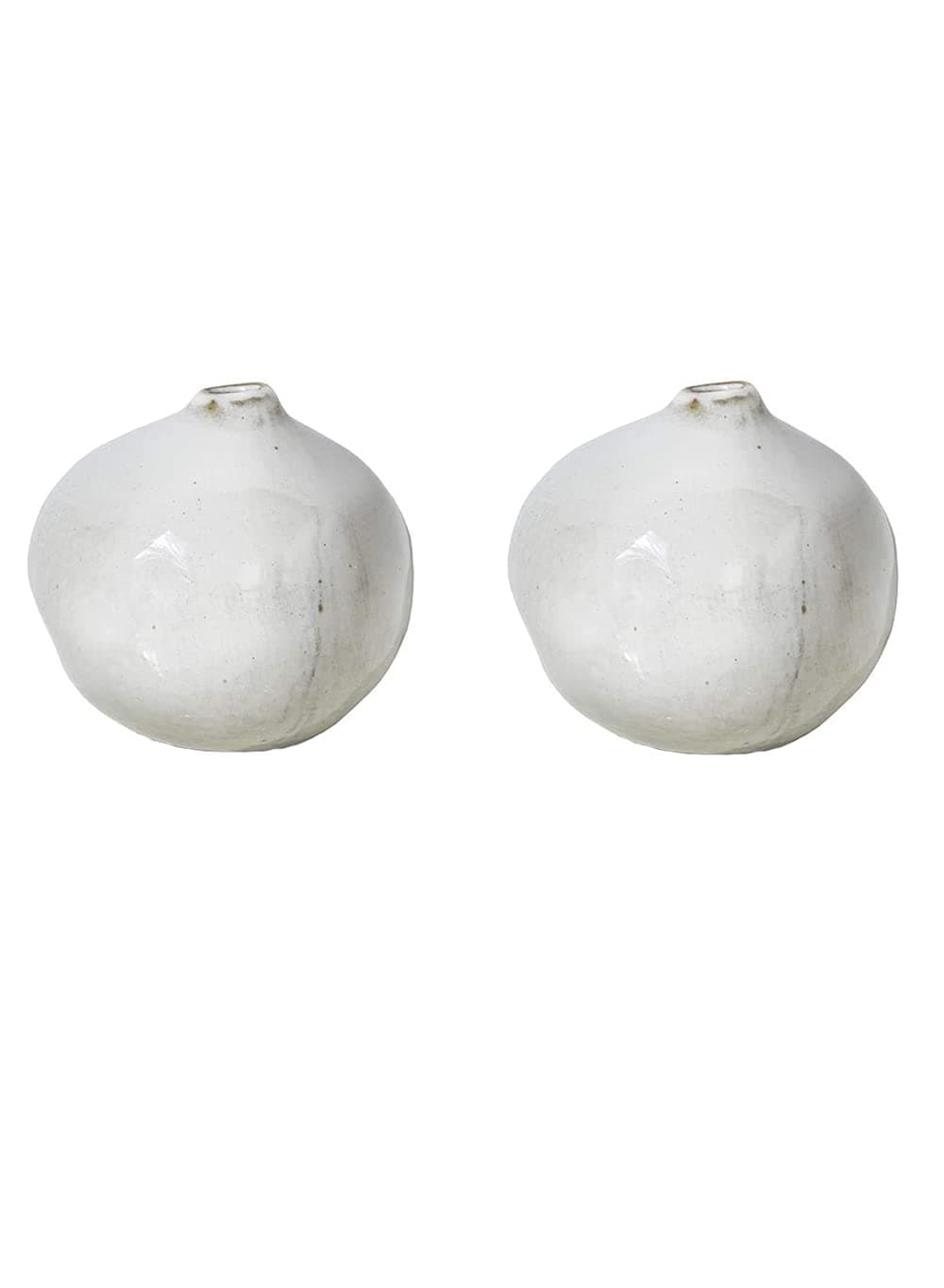 Serene Spaces LivingSet of 2 Free-Form Glazed Ceramic Pomegranate Bud Vase- Centerpiece for Vintage Weddings, Events, Measures 3.5" Tall and 3.75" Diameter