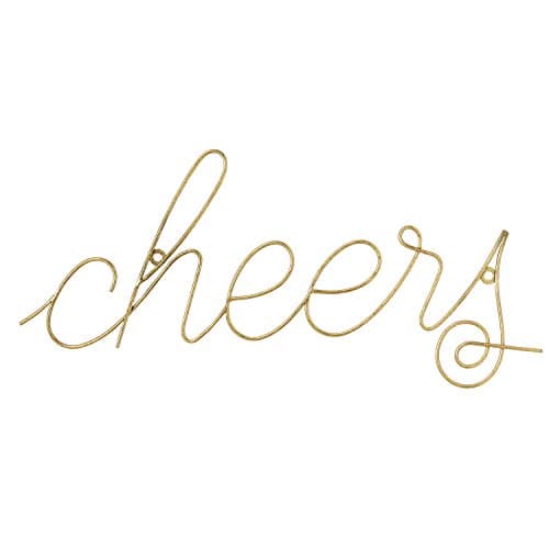 Stratton Home Decor S07689 Cheers Wire Script Wall Art, Gold