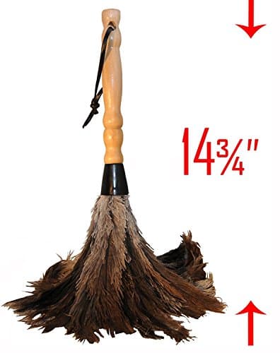 eldee Feather Duster with Design Natural Comfort Hardwood Handle/Grey Ostrich Feathers/Hand Duster - 15''