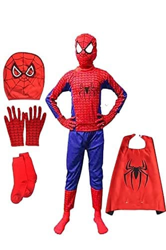 Envogue Super Hero dress for kids | Full set (Trouser, t-shirt, mask, gloves, socks, backshawl) | multicolor costume| 2 to 12 years old kids