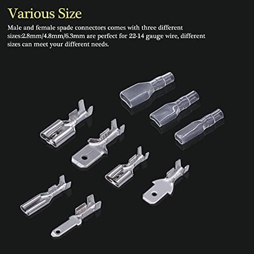 Twidec/360Pcs 2.8/4.8/6.3mm Quick Splice Male and Female Wire Spade Connector Crimp Terminal Block Assortment Kit with Insulating Sleeve for Electrical Wiring Car Audio Speaker