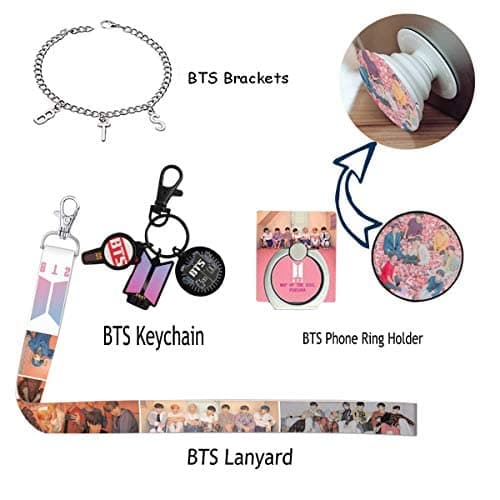 BTS Gifts Set for Army, KPOP BTS Merchandise Set - 32 BTS Lomo Cards / 12 BTS Stickers / 8 BTS Transparent Cards / 1 BTS Brackets / 1 BTS Keychain / 1 BTS Lanyard / 1 Bracelets / 1 Tattoo Stickers