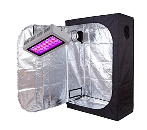 GreenHouser New TECH 300W/600W/900W UFO Real Full Spectrum LED Grow +Multiple Size Dark Room with Removable Water-Proof Floor Tray for Better Planting. (LED Light 300W, 36"X20"X63"Tent kit)