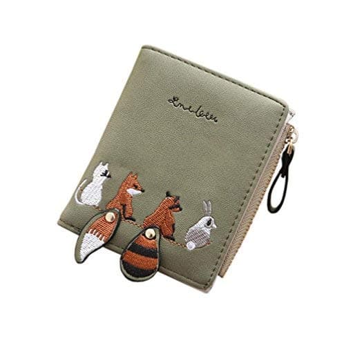 DiyafasLovely Women's Wallet PU Leather Short Zip Coin Purse Small Lady Card Holder Billfold Case