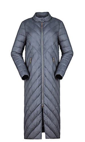 Bosideng Women Full Length Ultra Light Premium Goose Down Coat, Grey, 8