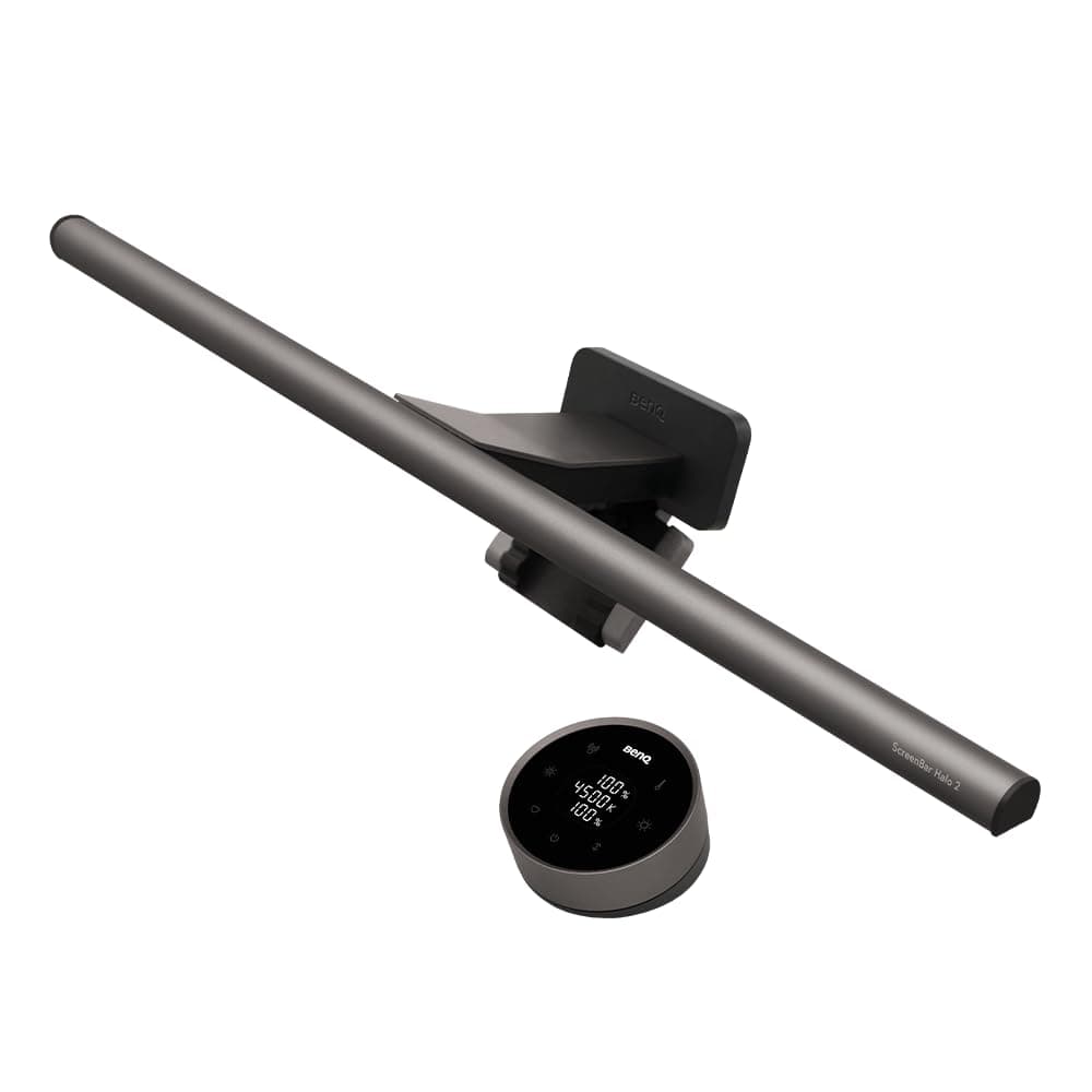 BenQ ScreenBar Halo 2 LED Monitor Light - Wireless Controller, Adjustable Brightness & Color Temperature, Eye-Care Light Bar, No Screen Glare, Space Saving, USB Powered