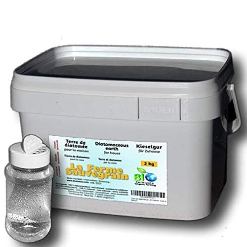 La Ferme Sauvegrain Diatomaceous earth for Bedbugs, Ants, Cockroaches and Spiders – a natural treatment - 2kg + free shaker flask